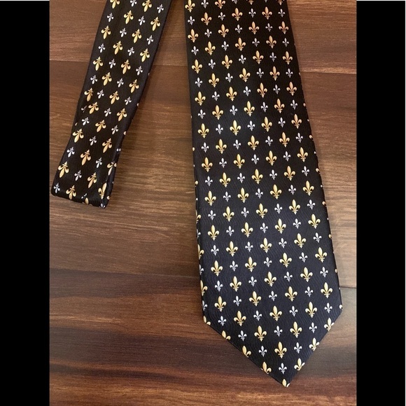 ROGER L. Paris Black 100% Silk Foulard Print Necktie - Picture 6 of 10